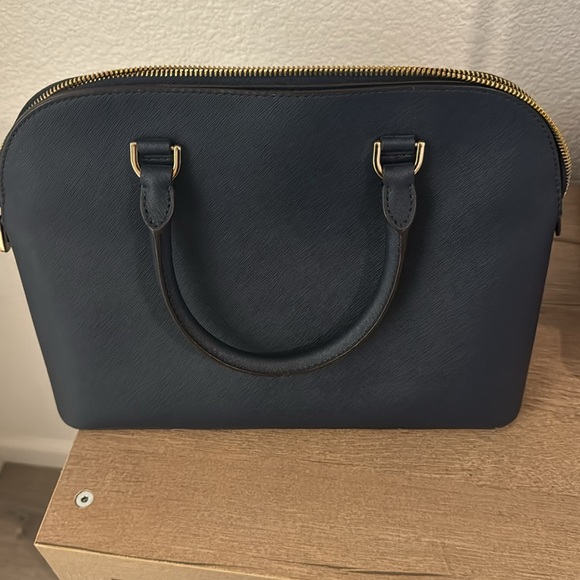 Michael Kors Large Dome Emmy Saffiano Leather Satchel Handbag - Navy - Picture 2 of 3